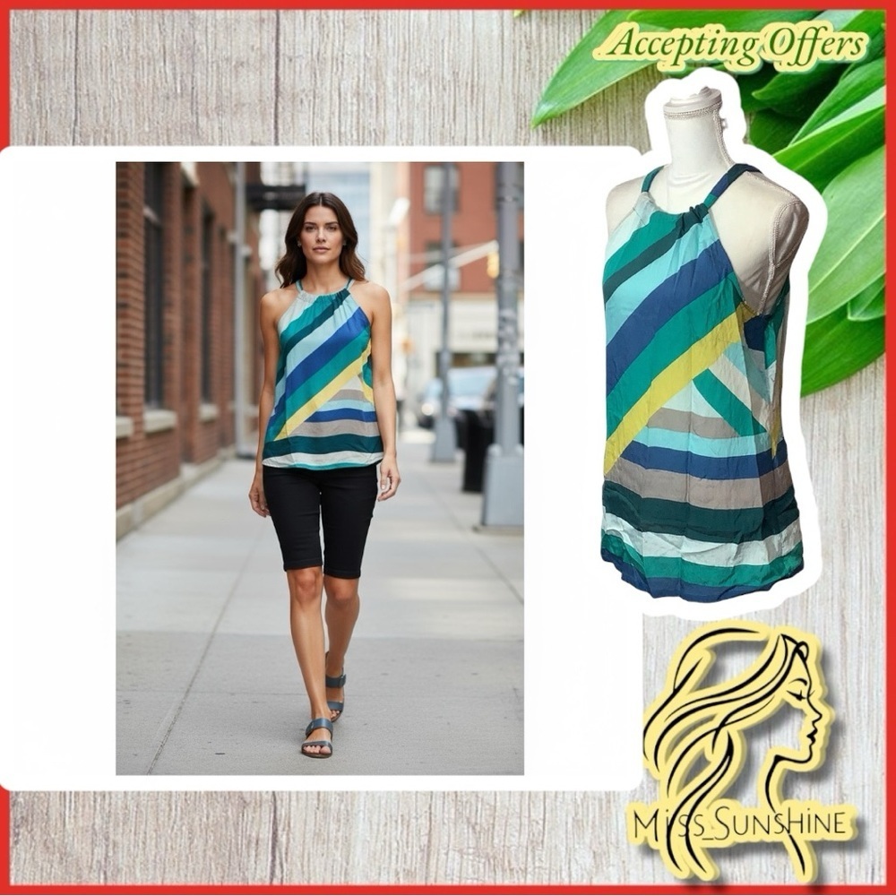 Tommy Bahama NEW - Sz M - Sunspot Tide Halter Top - 12705 Palm Coastal Teal